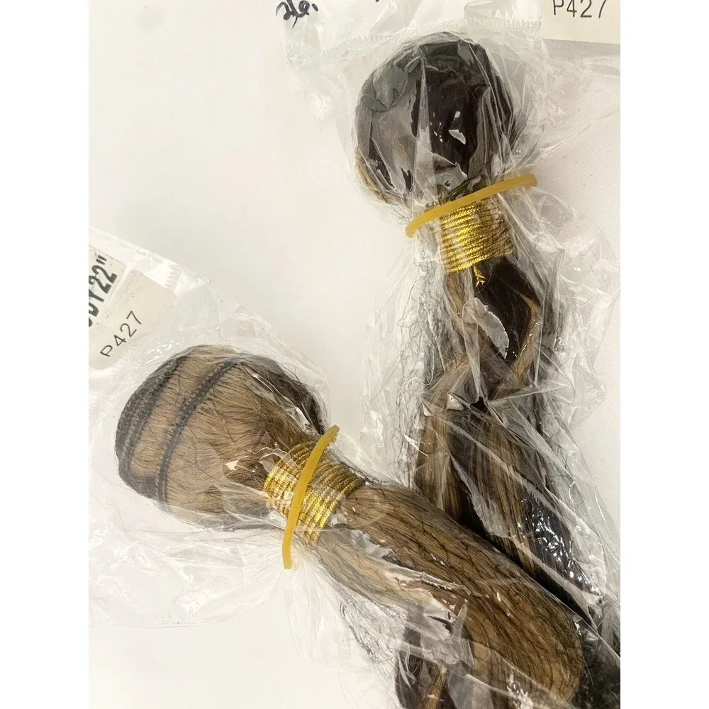 (2) Lot Body Wave Weft Hair Extensions Brown Blonde 22 in Set Heat Resistant
